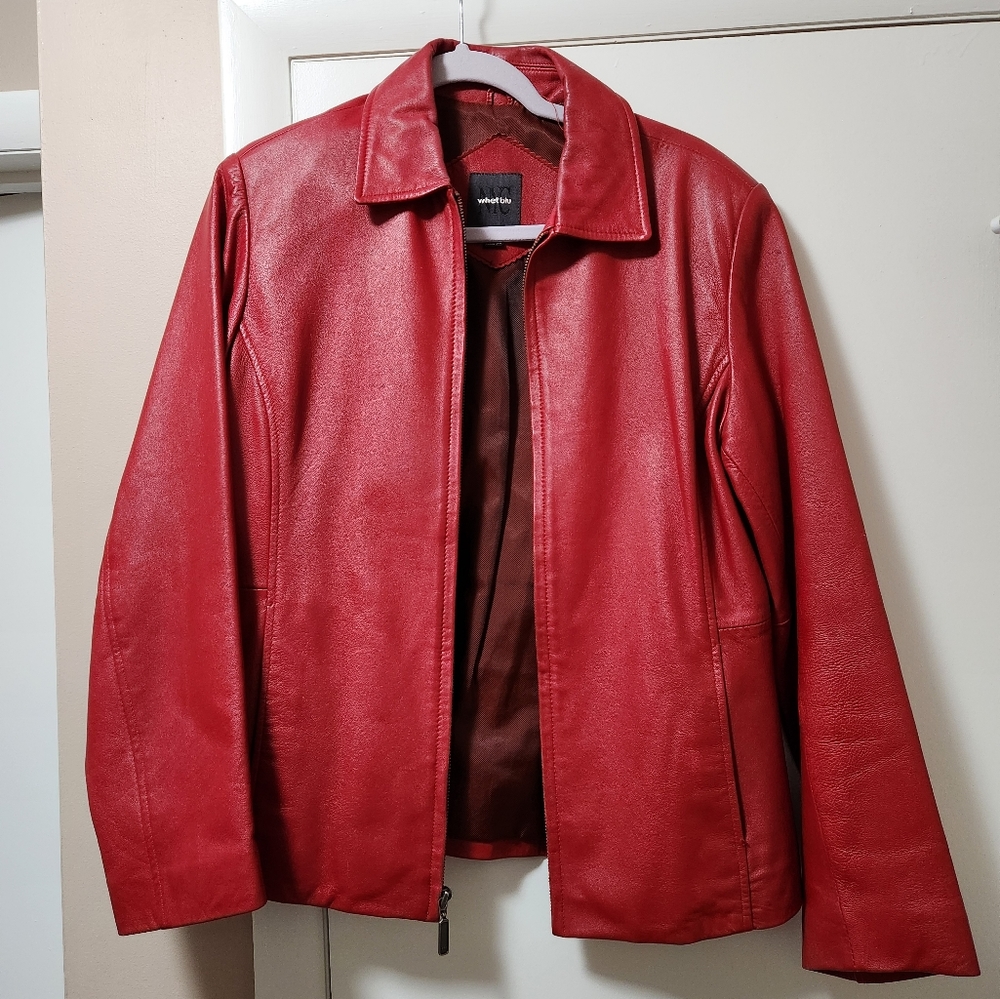 Red Leather Jacket, NYC Whet Blu